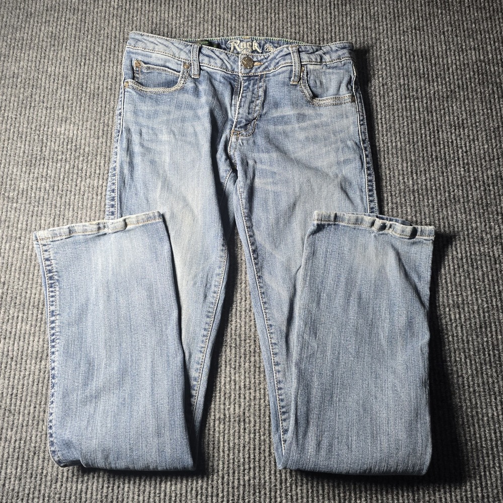 Rock 47 by Wrangler Women's Jeans Size 7/8 Ultra Low Rise‎ Blue Denim